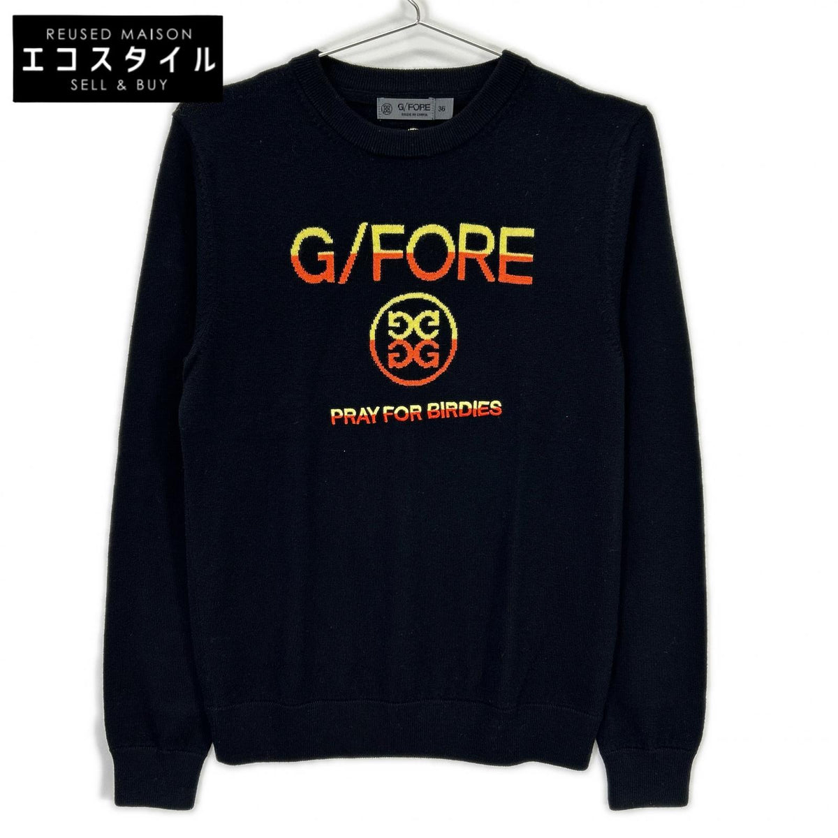 G/FORE ジーフォア 073214757 black logo-embroidered knit top