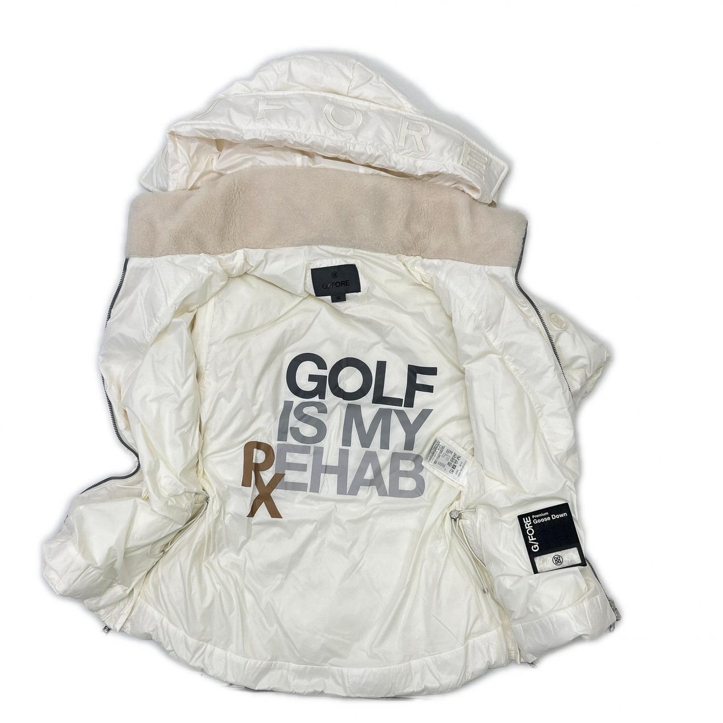 G/FORE 洁福尔 073534154 白色 羊羔绒蝙蝠袖短款羽绒夹克