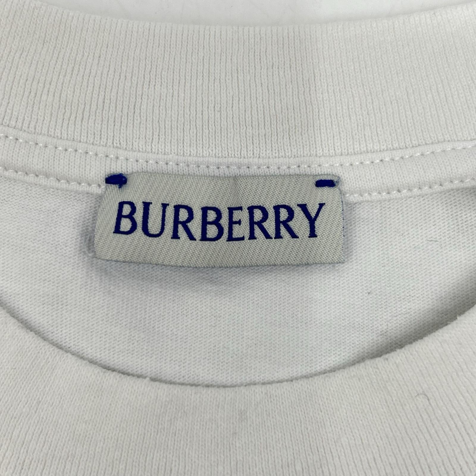 BURBERRY バーバリー  ﾀﾞﾆｴﾙﾘｰ期 8089368 ｽﾄﾛﾍﾞﾘｰﾌﾟﾘﾝﾄ ﾎﾜｲﾄ ｸﾙｰﾈｯｸTｼｬﾂ S ﾀﾞﾆｴﾙﾘｰ期 8089368 ｽﾄﾛﾍﾞﾘｰﾌﾟﾘﾝﾄ ﾎﾜｲﾄ ｸﾙｰﾈｯｸTｼｬﾂ トップス S