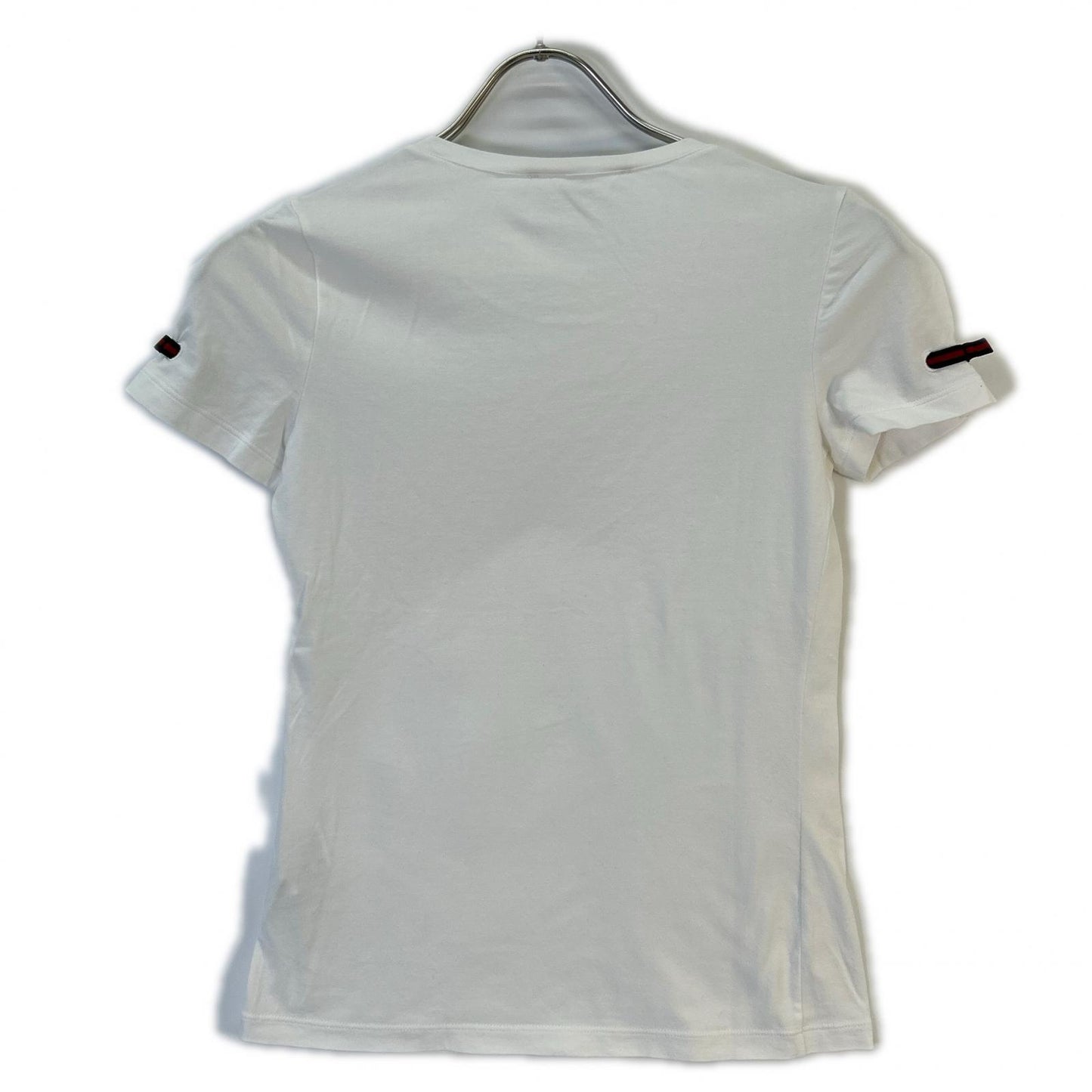 GUCCI 271596 GG Web Ribbon White Crew Neck T-Shirt Top