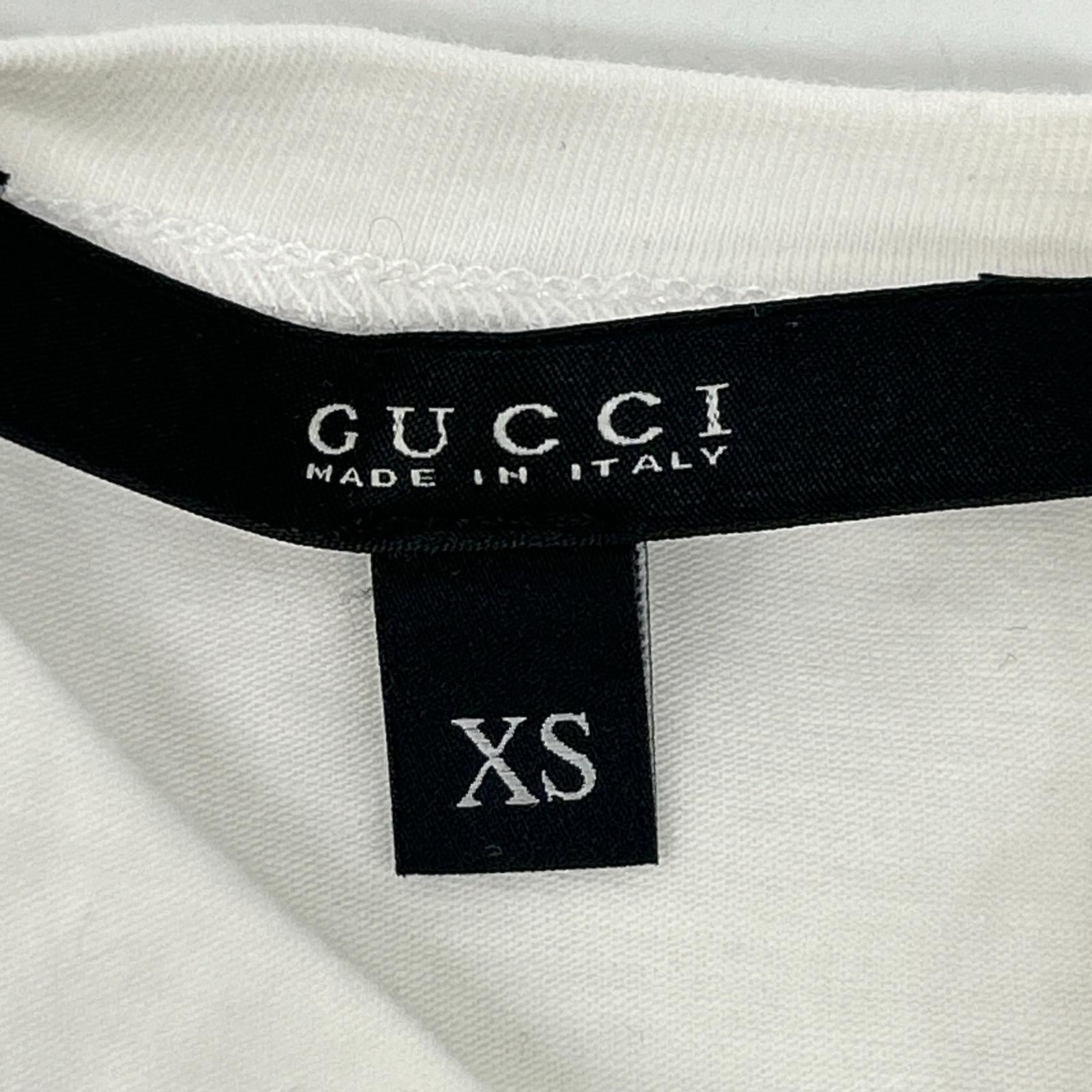 GUCCI 271596 GG Web Ribbon White Crew Neck T-Shirt Top