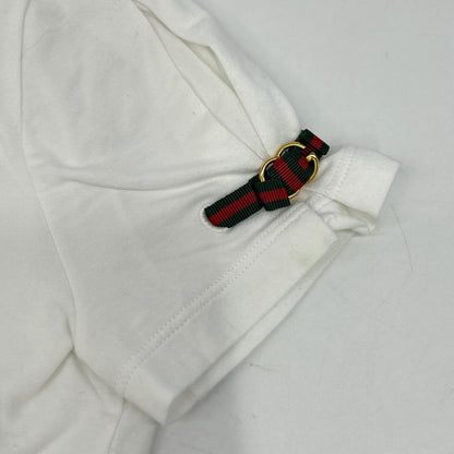 GUCCI 271596 GG Web Ribbon White Crew Neck T-Shirt Top