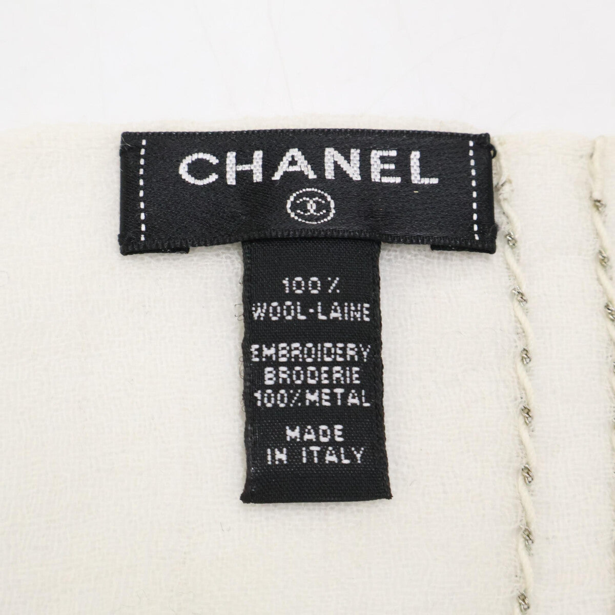 CHANEL シャネル 【美品】ココマーク チェーン刺繍 ウール ストール