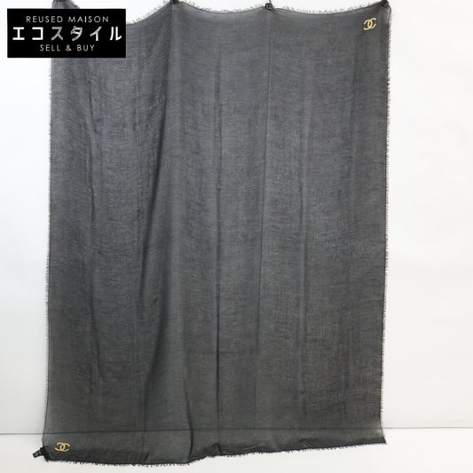 [Excellent Condition] Coco Mark Gold Lame Embroidery Cashmere Blend Stole for Women