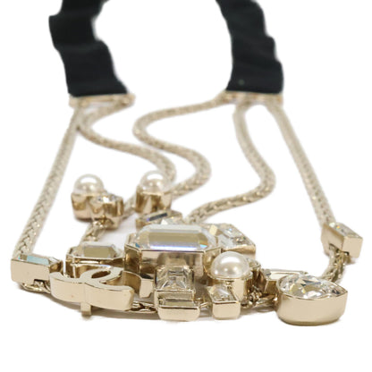 CHANEL シャネル A22C ココマーク ビジュー＆パール リボンチョーカー ネックレス