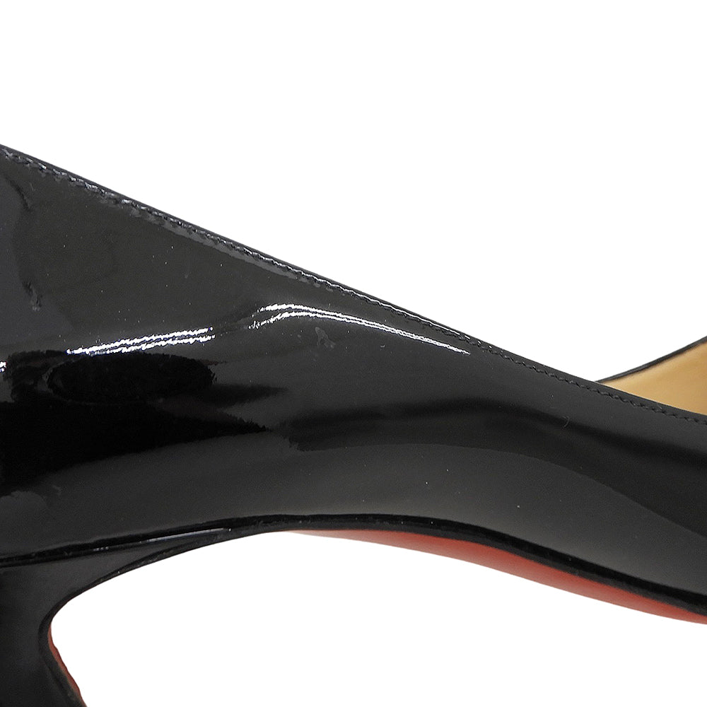 CHRISTIAN LOUBOUTIN クリスチャンルブタン 美品 アーモンドトゥ パンプス シューズ レディース パテント ブラック 34 シューズ