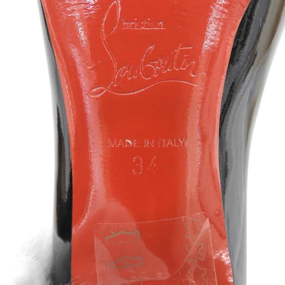 CHRISTIAN LOUBOUTIN クリスチャンルブタン 美品 アーモンドトゥ パンプス シューズ レディース パテント ブラック 34 シューズ