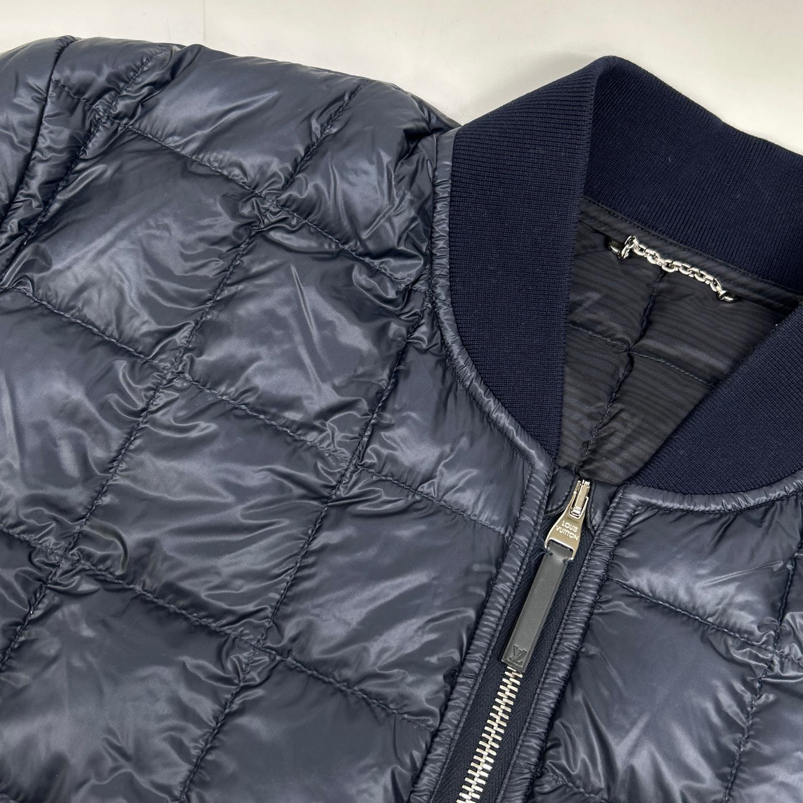 LOUIS VUITTON ルイヴィトン H9B44W ネイビー キルティング ジップアップ ロゴパッチ ダウンジャケット ジャケット