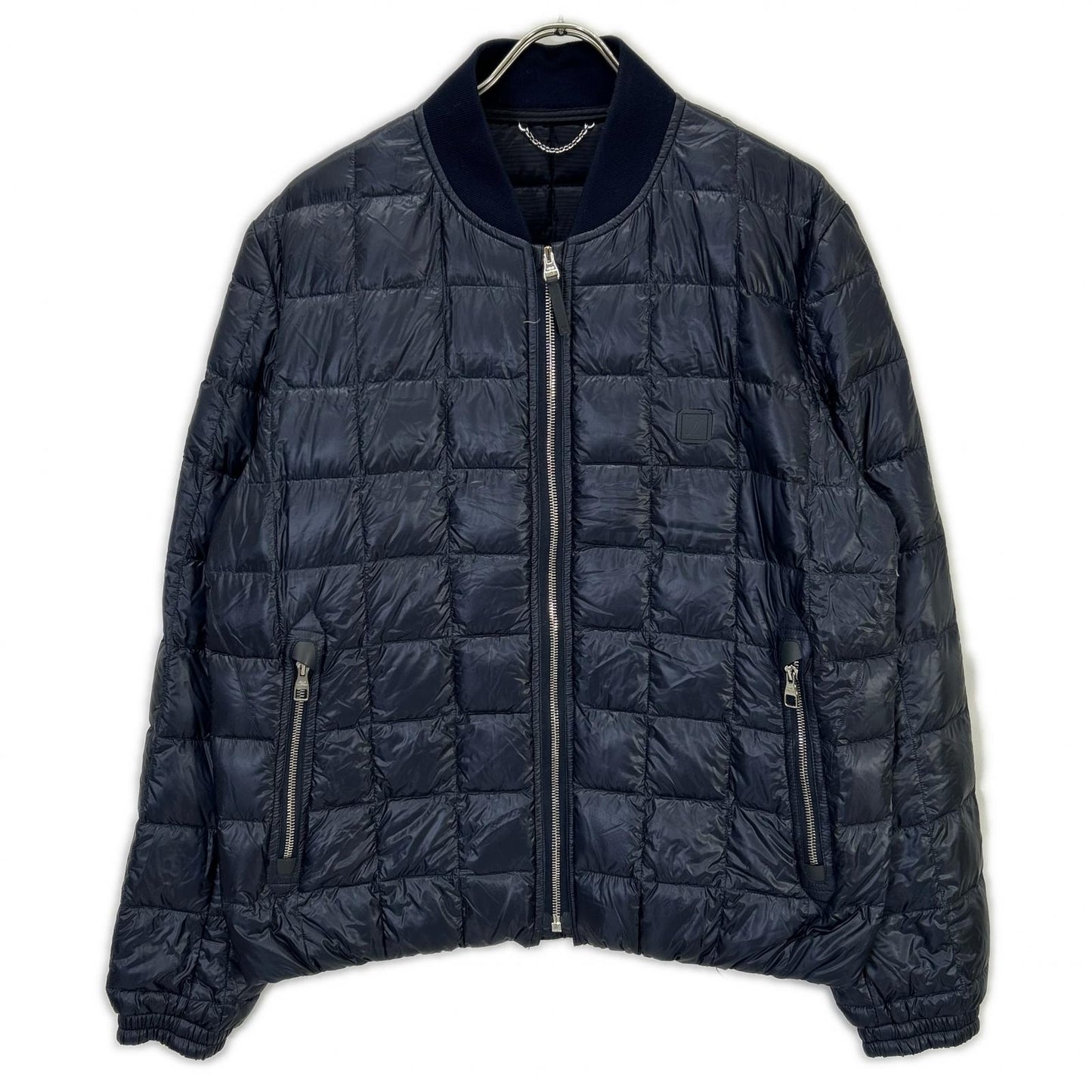 LOUIS VUITTON ルイヴィトン H9B44W ネイビー キルティング ジップアップ ロゴパッチ ダウンジャケット ジャケット