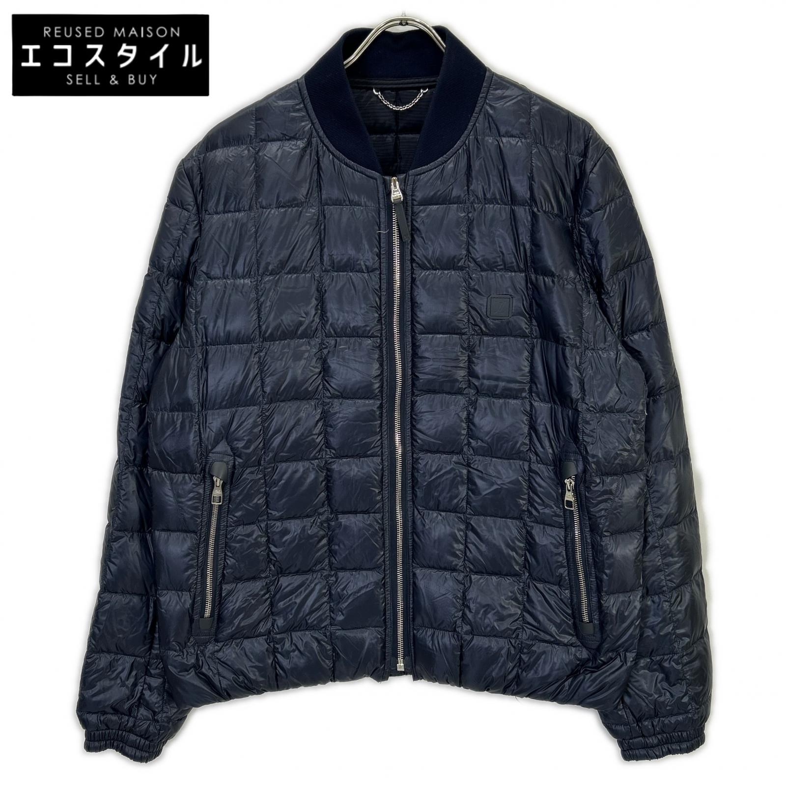 LOUIS VUITTON ルイヴィトン H9B44W ネイビー キルティング ジップアップ ロゴパッチ ダウンジャケット ジャケット