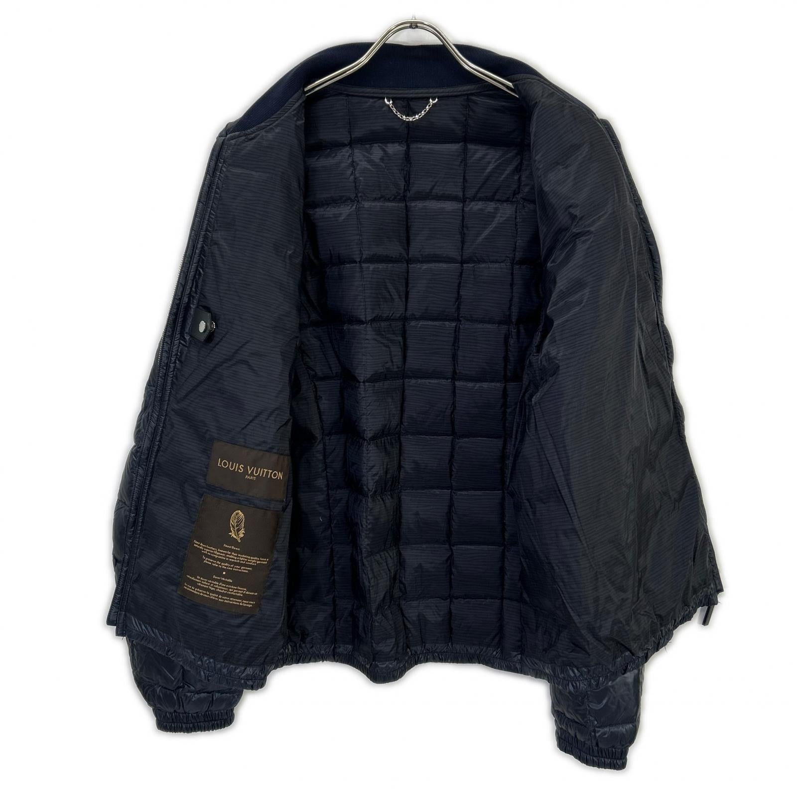 LOUIS VUITTON ルイヴィトン H9B44W ネイビー キルティング ジップアップ ロゴパッチ ダウンジャケット ジャケット