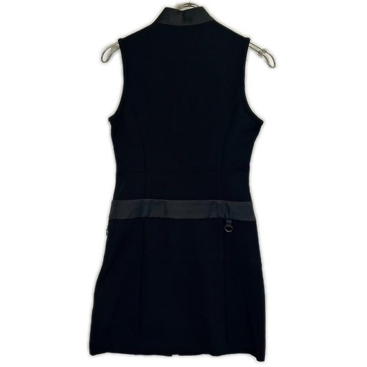 073215550 Black Front Zip One-Piece Dress 36 Ladies