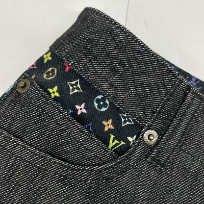 LOUIS VUITTON 路易威登 WOPA26DAZ 09SS 黑色 Monogram 内衬 牛仔短裤 下装