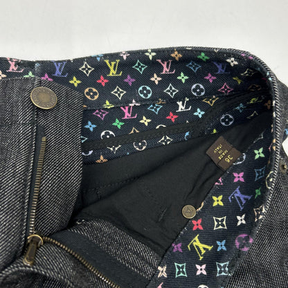 LOUIS VUITTON 路易威登 WOPA26DAZ 09SS 黑色 Monogram 内衬 牛仔短裤 下装