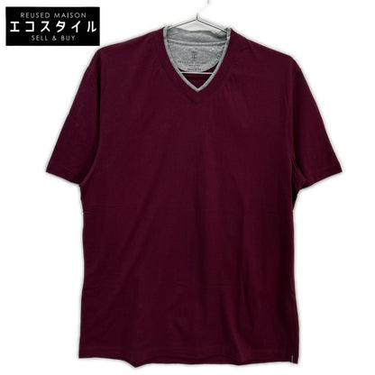 BRUNELLO CUCINELLI Brunello Cucinelli Bordeaux Cotton V-Neck T-Shirt Top