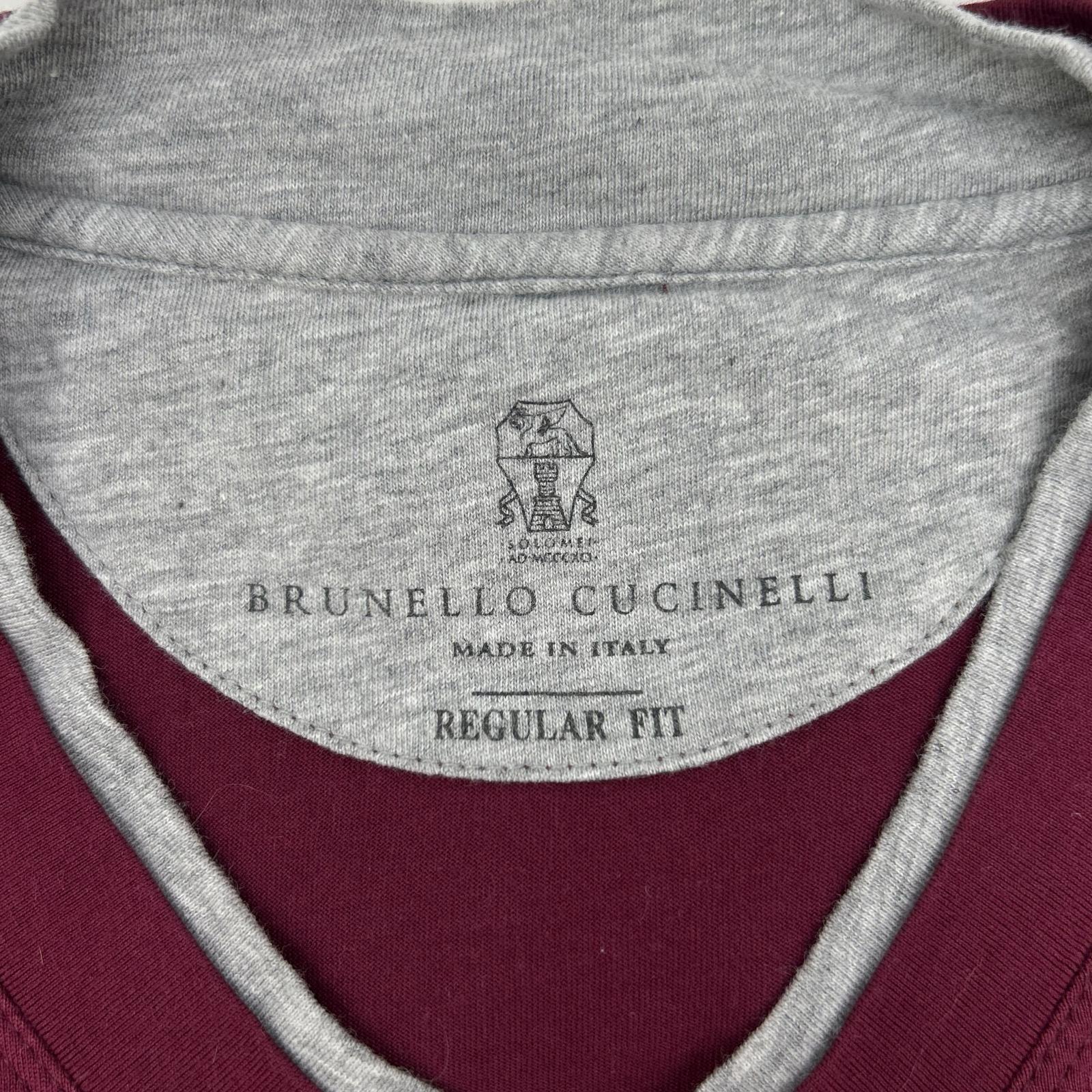 BRUNELLO CUCINELLI Brunello Cucinelli Bordeaux Cotton V-Neck T-Shirt Top