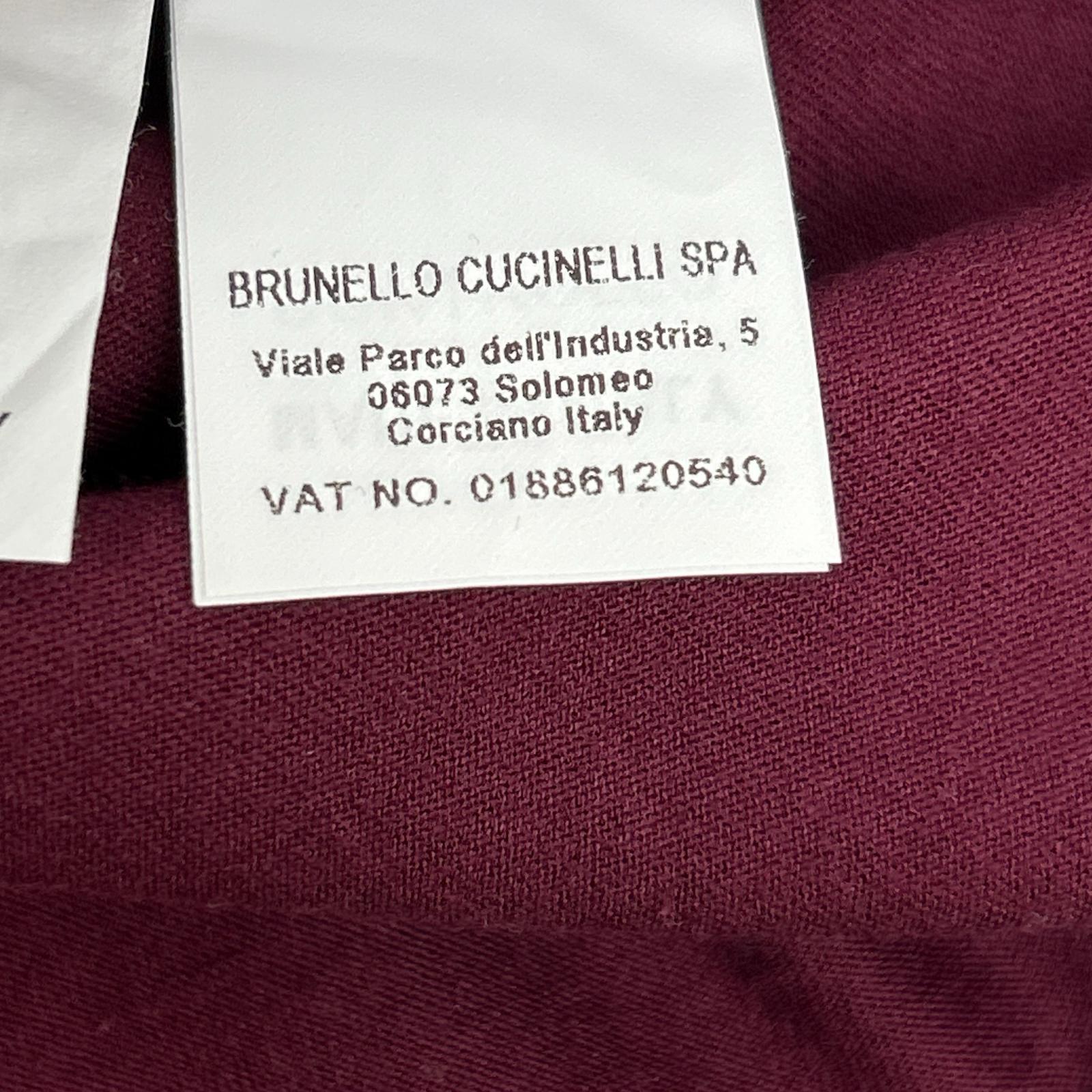 BRUNELLO CUCINELLI Brunello Cucinelli Bordeaux Cotton V-Neck T-Shirt Top
