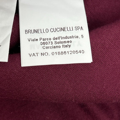 BRUNELLO CUCINELLI Brunello Cucinelli Bordeaux Cotton V-Neck T-Shirt Top