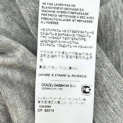 DOLCE&GABBANA ドルチェアンドガッバーナ G8GH2Z グレー クラウンビーズ装飾 コットン クルーネックTシャツ トップス