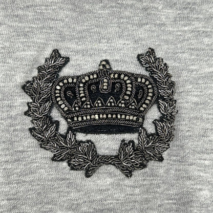 DOLCE&GABBANA ドルチェアンドガッバーナ G8GH2Z グレー クラウンビーズ装飾 コットン クルーネックTシャツ トップス