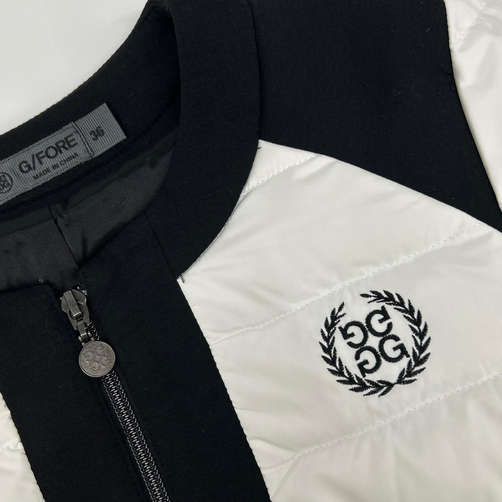 G/FORE 纪梵希 黑色×白色 品牌刺绣 拉链立领羽绒夹克