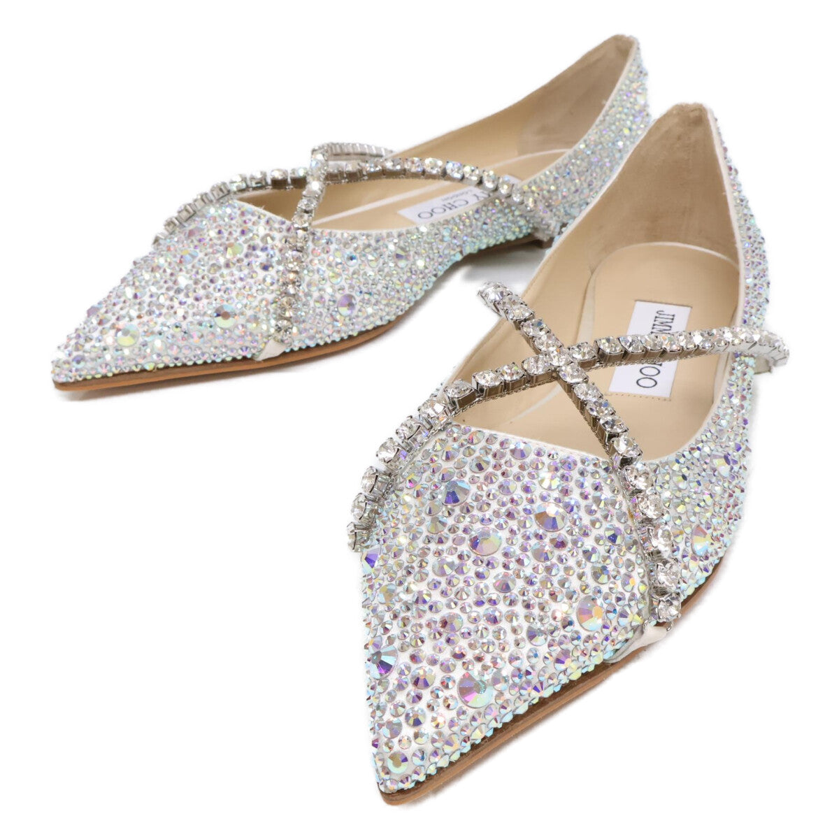 JIMMY CHOO ジミーチュウ 【新品同様】GEBEVI FLAT グリッター フラットシューズ シューズ