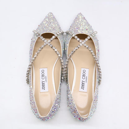 JIMMY CHOO ジミーチュウ 【新品同様】GEBEVI FLAT グリッター フラットシューズ シューズ