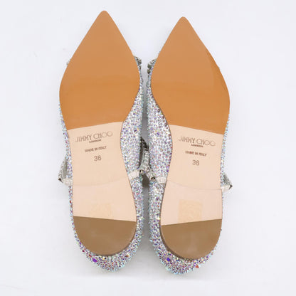 JIMMY CHOO ジミーチュウ 【新品同様】GEBEVI FLAT グリッター フラットシューズ シューズ
