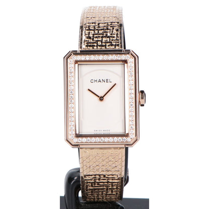 CHANEL シャネル 仕上げ済み H4881 750 べージュゴールド ボーイフレンド ツイード QZ 腕時計 腕時計