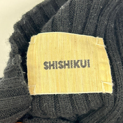 THE SHISHIKUI SHISHIKUI 黑色棉羊毛高领罗纹针织上衣