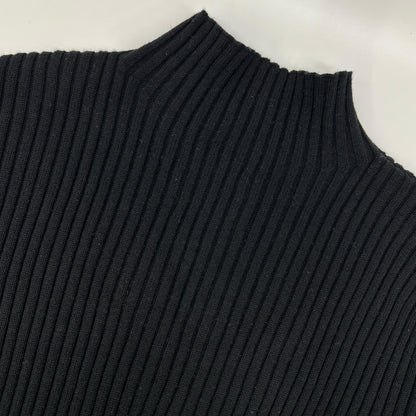 THE SHISHIKUI シシクイ BLACK コットン×ウール ハイネックリブニット トップス