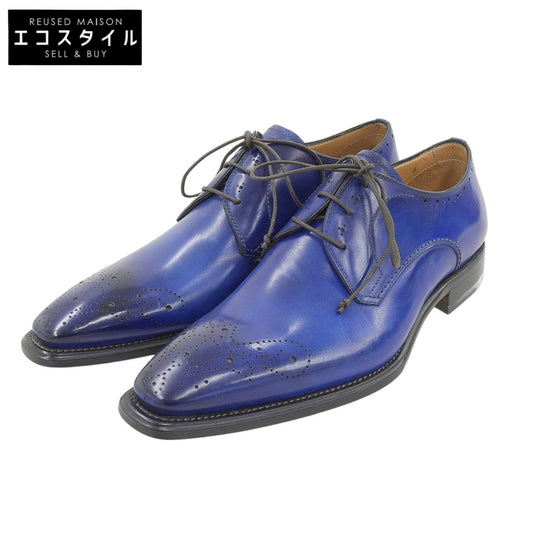 Stefano Branchini ステファノブランキーニ 新品同様 ウィングチップ 外羽根 シューズ メンズ ブルー 8 1/2 4232 シューズ