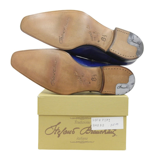 Stefano Branchini ステファノブランキーニ 新品同様 ウィングチップ 外羽根 シューズ メンズ ブルー 8 1/2 4232 シューズ