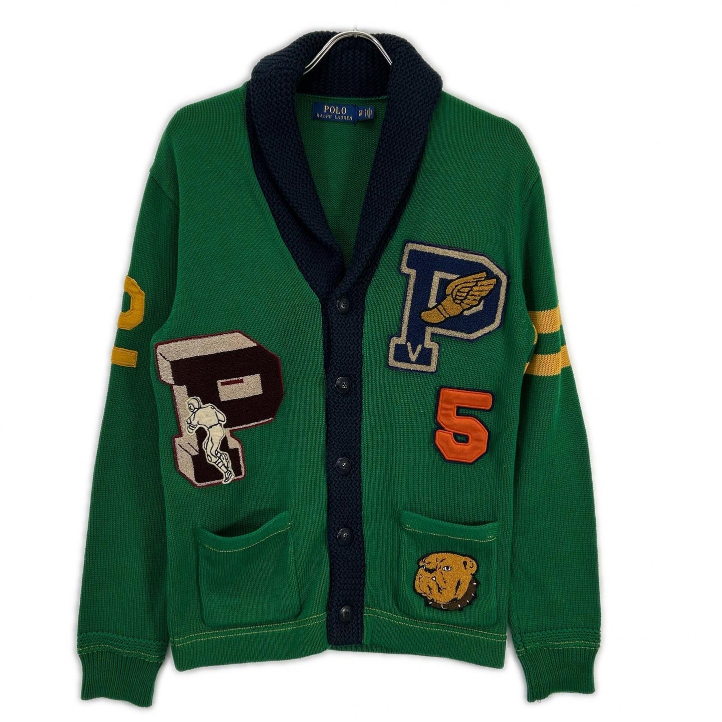 POLO RALPH LAUREN ポロ ラルフローレン グリーン マルチロゴワッペン ショールカラーニットジャケット ジャケット