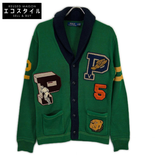 POLO RALPH LAUREN ポロ ラルフローレン グリーン マルチロゴワッペン ショールカラーニットジャケット ジャケット