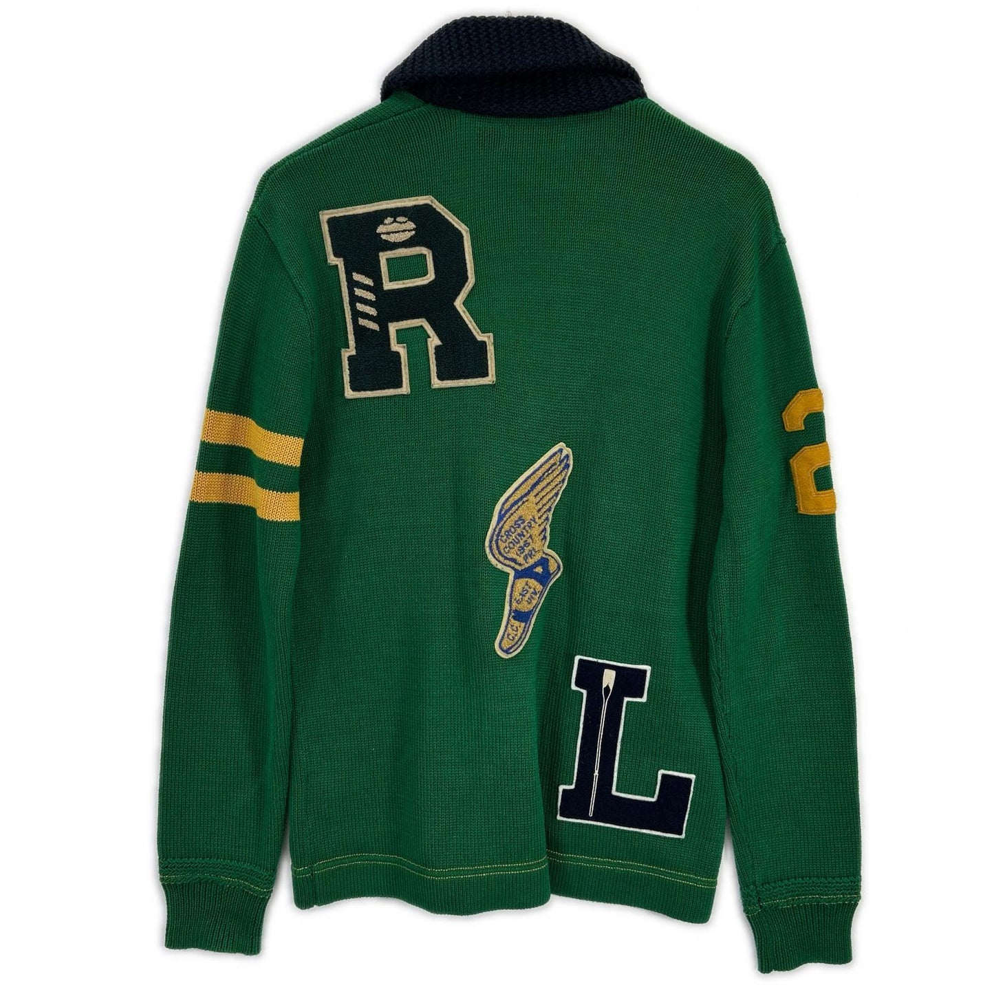 POLO RALPH LAUREN ポロ ラルフローレン グリーン マルチロゴワッペン ショールカラーニットジャケット ジャケット