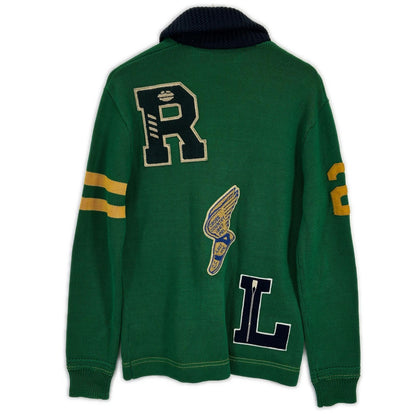 POLO RALPH LAUREN ポロ ラルフローレン グリーン マルチロゴワッペン ショールカラーニットジャケット ジャケット