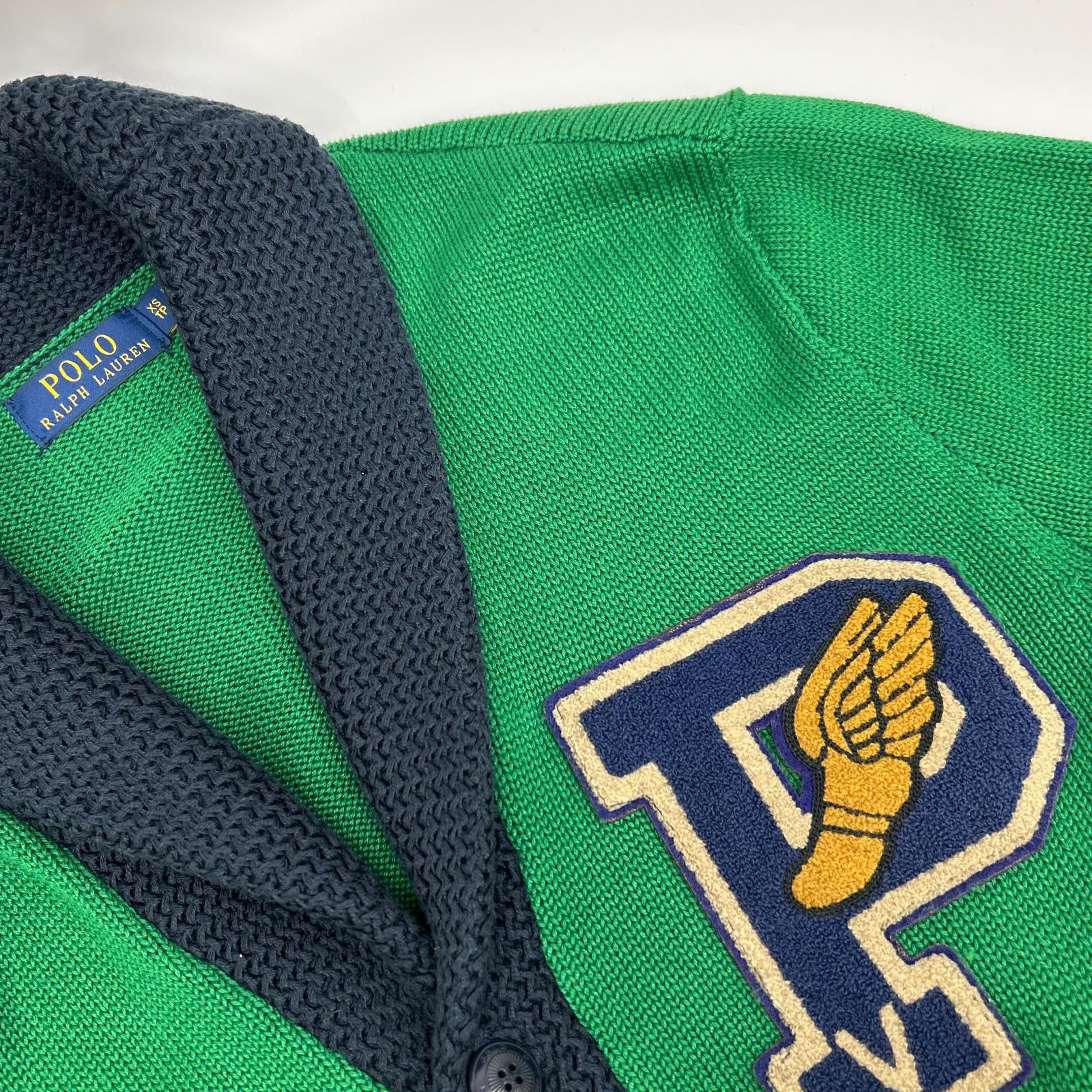 POLO RALPH LAUREN ポロ ラルフローレン グリーン マルチロゴワッペン ショールカラーニットジャケット ジャケット