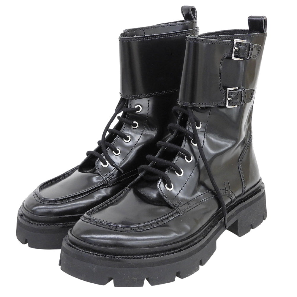 AMI PARIS アミパリス 美品 ダブルストラップ レースアップ ブーツ シューズ メンズ ブラック 44 USV257.AL0071 シューズ