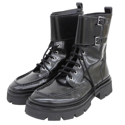 AMI PARIS アミパリス 美品 ダブルストラップ レースアップ ブーツ シューズ メンズ ブラック 44 USV257.AL0071 シューズ