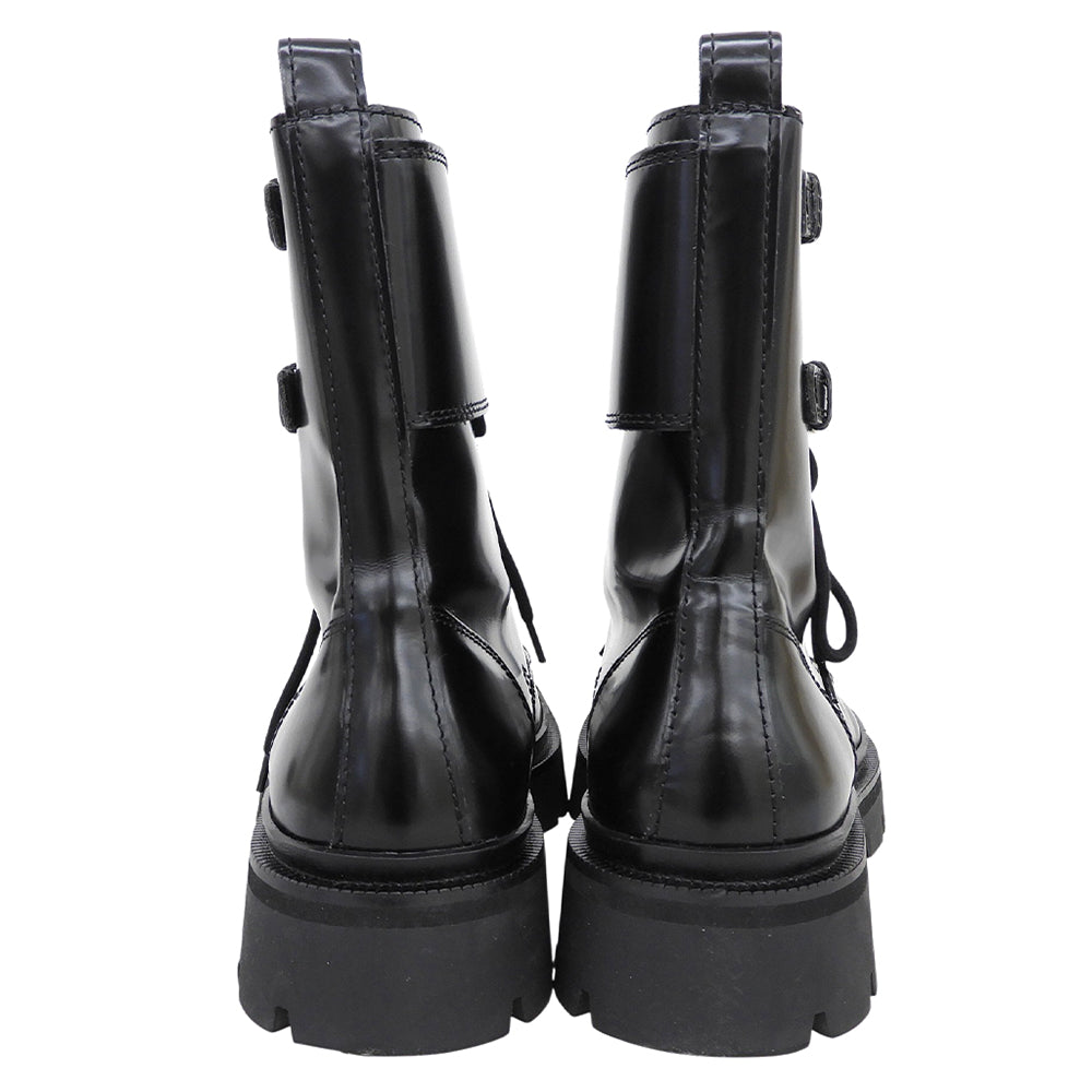 AMI PARIS アミパリス 美品 ダブルストラップ レースアップ ブーツ シューズ メンズ ブラック 44 USV257.AL0071 シューズ
