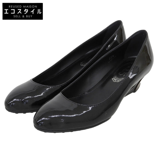 TOD'S トッズ 美品 ローウェッジソール パンプス パテント シューズ レディース ブラック 35.5 シューズ