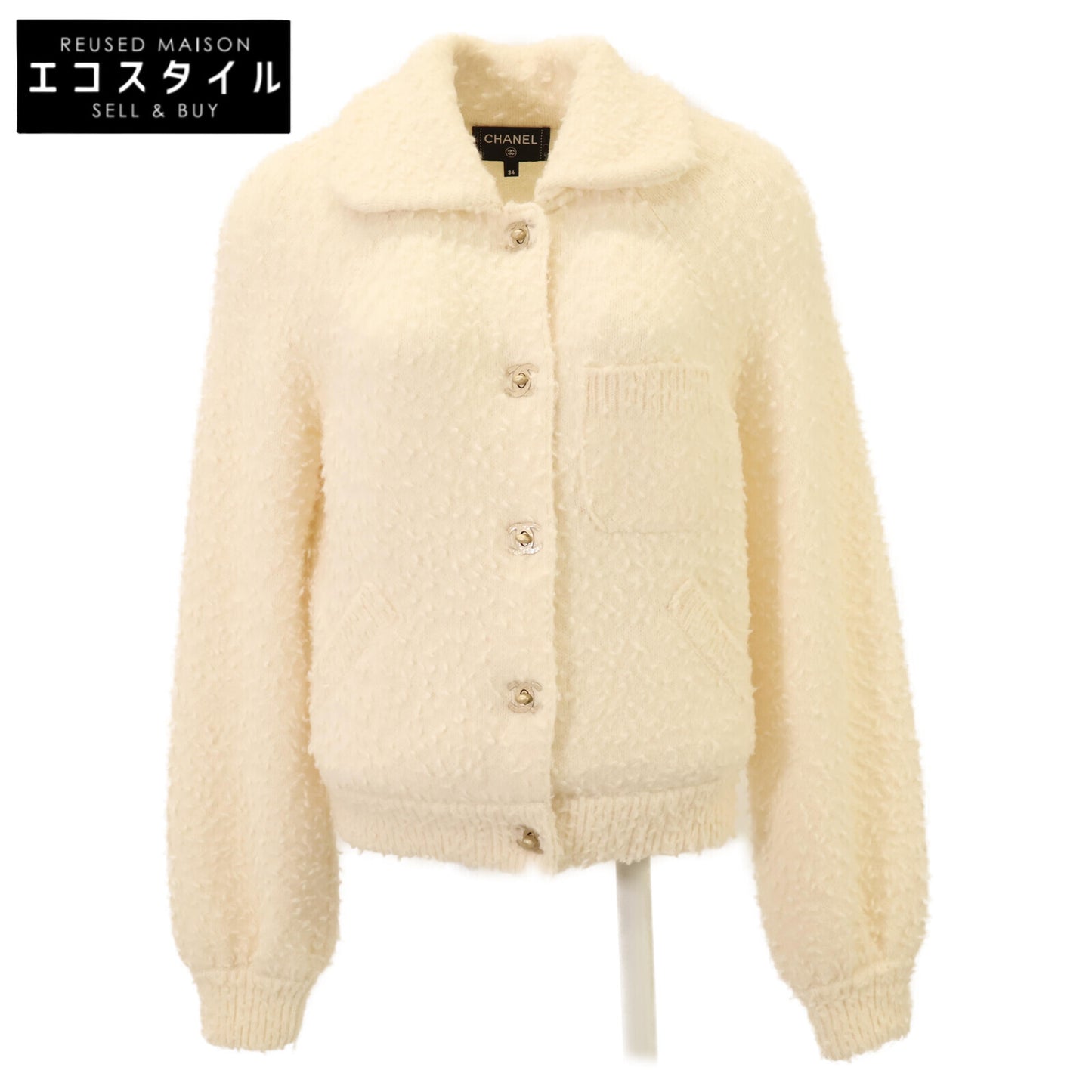 美品 国内正規 P71374K10256 ｺｺﾏｰｸ ﾀｰﾝﾛｯｸ ｱﾙﾊﾟｶ ﾆｯﾄｼﾞｬｹｯﾄ ジャケット 34 レディース