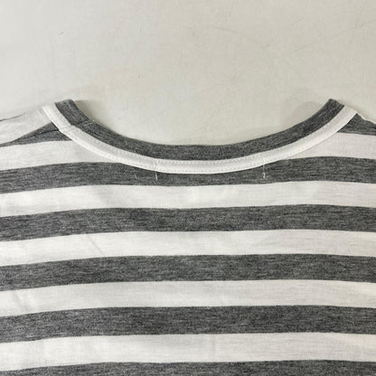 COMMEdesGARCONS COMMEdesGARCONS コムデギャルソンコムデギャルソン（コムコム） RG-T018 グレー×ホワイトボーダーフロントリボンTシャツ トップス