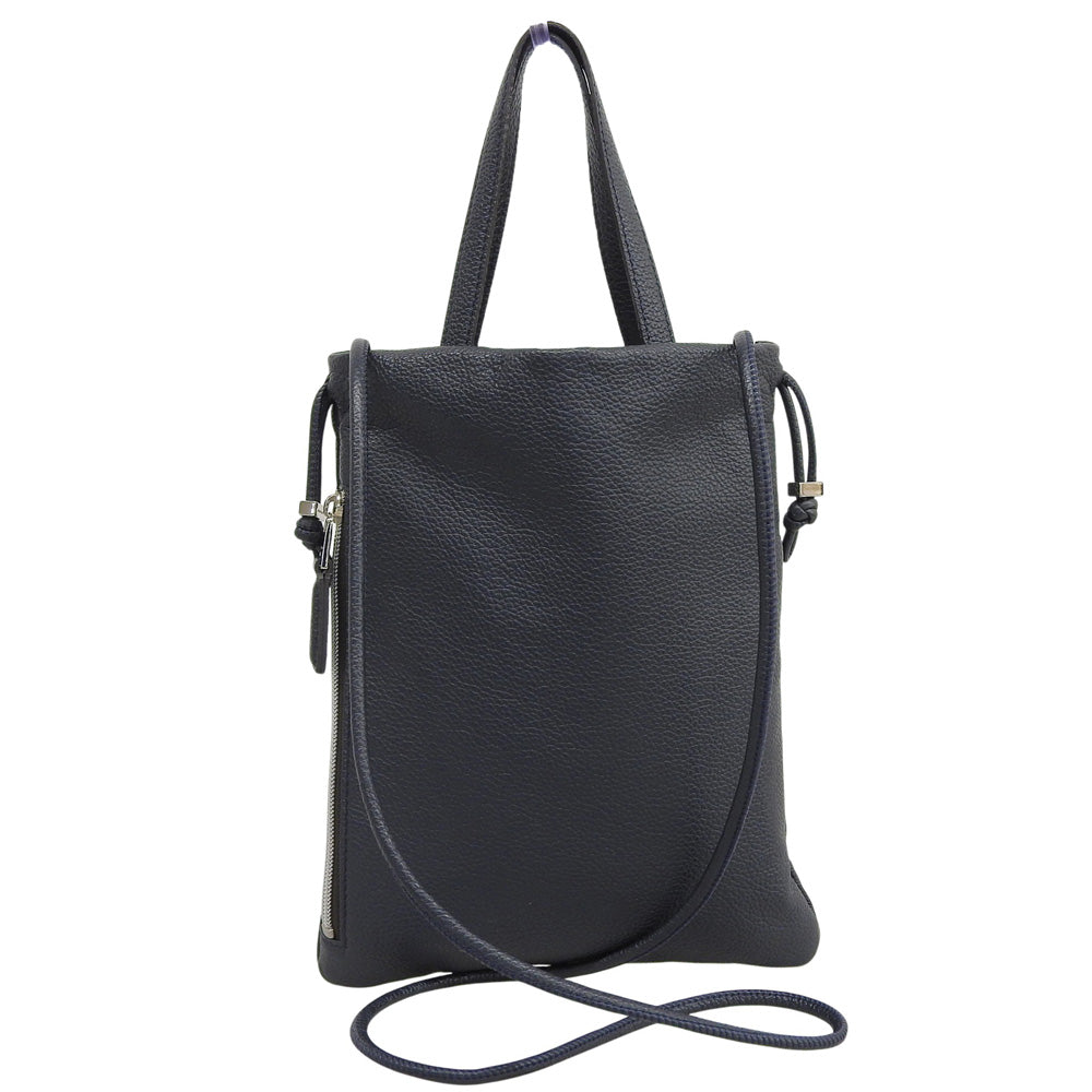 FUJITAKA フジタカ 美品 フィノ レザー 2WAY ドローストリングバッグ ハンドバッグ ショルダーバッグ レディース ネイビー ハンドバッグ