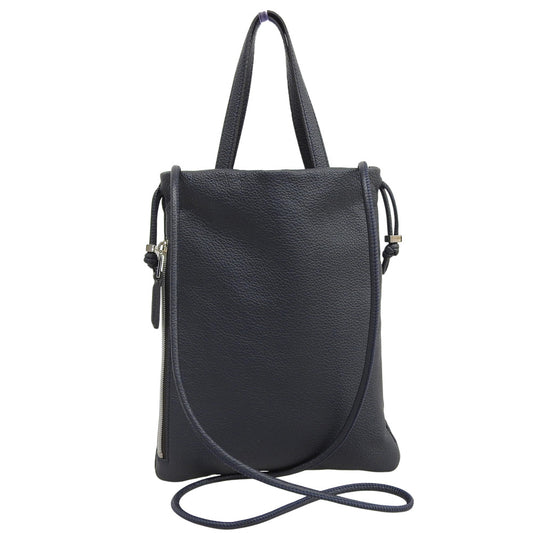 FUJITAKA フジタカ 美品 フィノ レザー 2WAY ドローストリングバッグ ハンドバッグ ショルダーバッグ レディース ネイビー ハンドバッグ