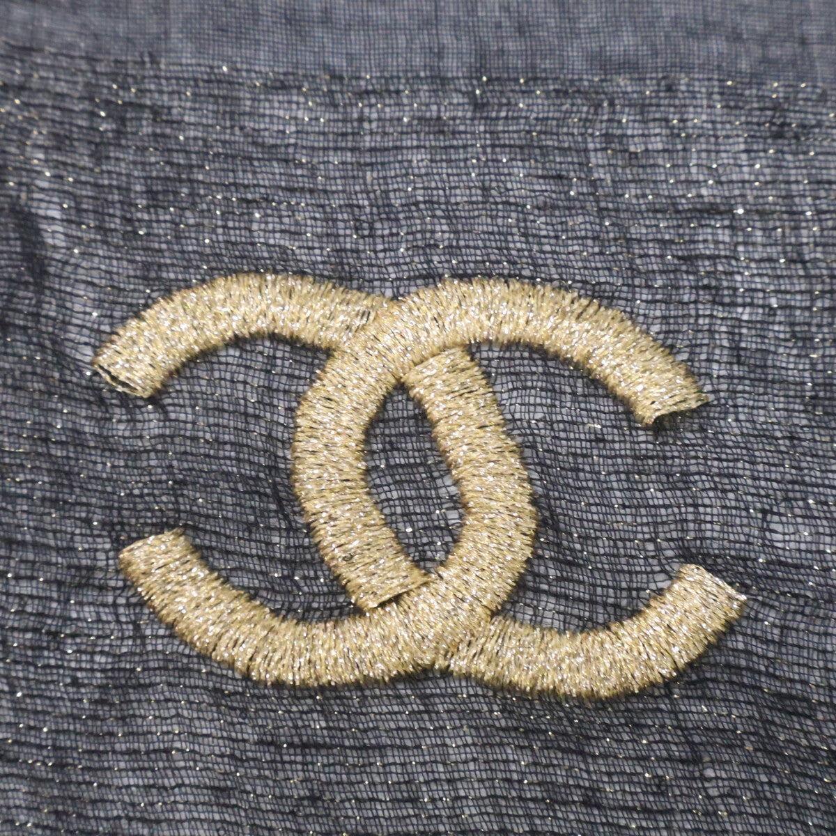 CHANEL シャネル 美品 ゴールドココマーク ラメ アルパカ カシミヤ ショール ストール