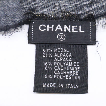 CHANEL シャネル 美品 ゴールドココマーク ラメ アルパカ カシミヤ ショール ストール