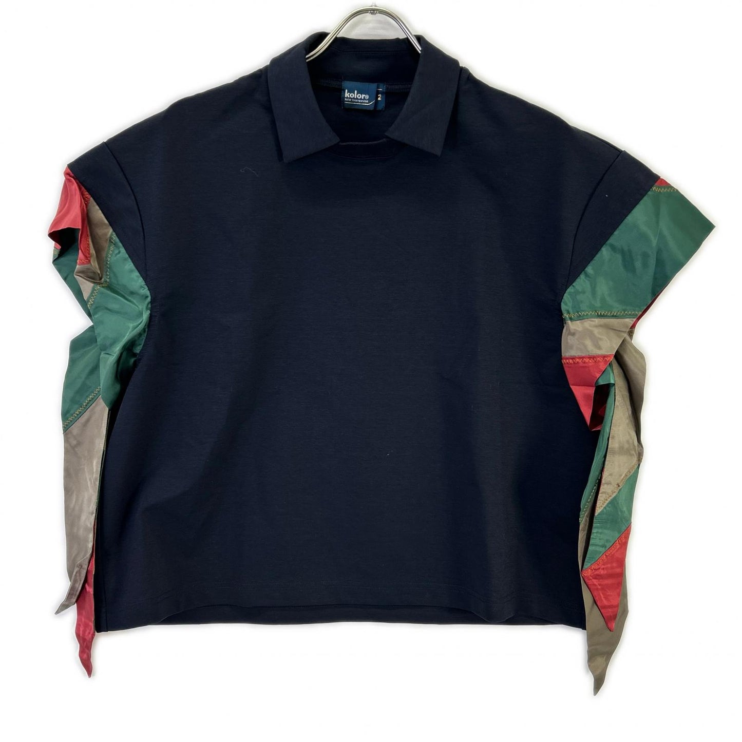 kolor black 22SCL-T07205 high-gauge ponte sleeve-panel shirt tops