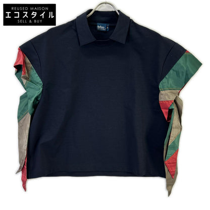 kolor black 22SCL-T07205 high-gauge ponte sleeve-panel shirt tops